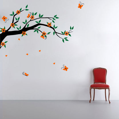 Homexa Decor | Branches With Flower Design Wall Sticker (Size 91x80 cm)