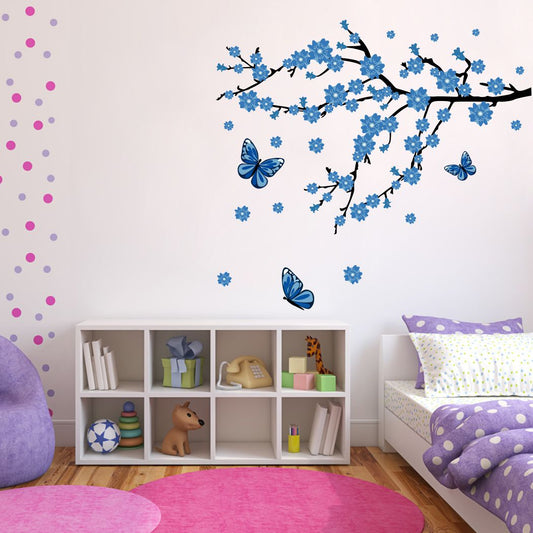 Homexa Decor | Tree With Leaf and Butterfly Wall Sticker (Size 76x70 cm)