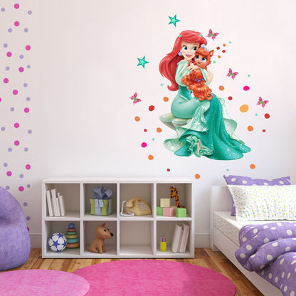 Homexa Decor | Beautiful Girl With Butterfly and Baby Animal Wall Sticker (Size 61x72 cm)