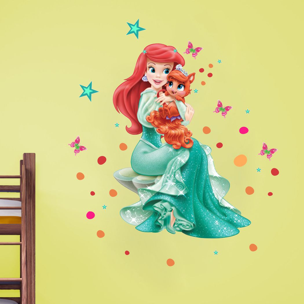 Homexa Decor | Beautiful Girl With Butterfly and Baby Animal Wall Sticker (Size 61x72 cm)