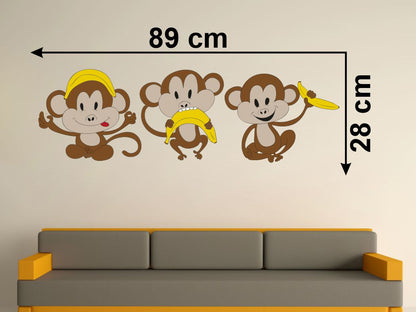 Homexa Decor | Three Monkey Design Wall Sticker (Size 89x28 cm)