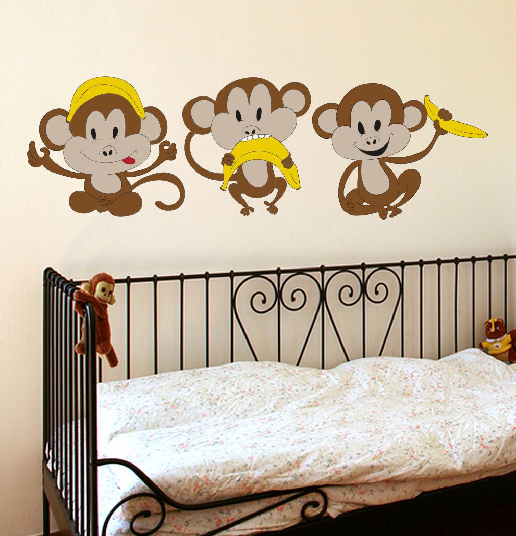 Homexa Decor | Three Monkey Design Wall Sticker (Size 89x28 cm)