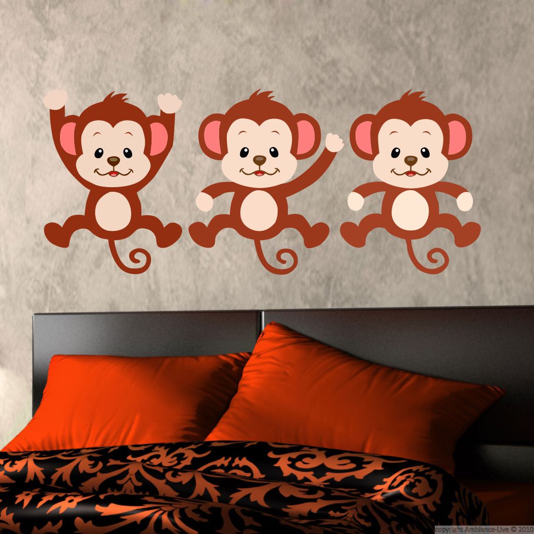 Homexa Decor | Three Monkey Design Wall Sticker (Size 88x39 cm)