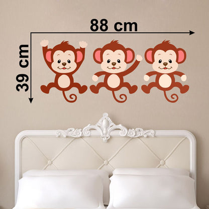 Homexa Decor | Three Monkey Design Wall Sticker (Size 88x39 cm)