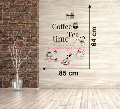 Homexa Decor | Cup With Tea and Coffee Kitchen Design Wall Sticker (Size 85x64 cm)