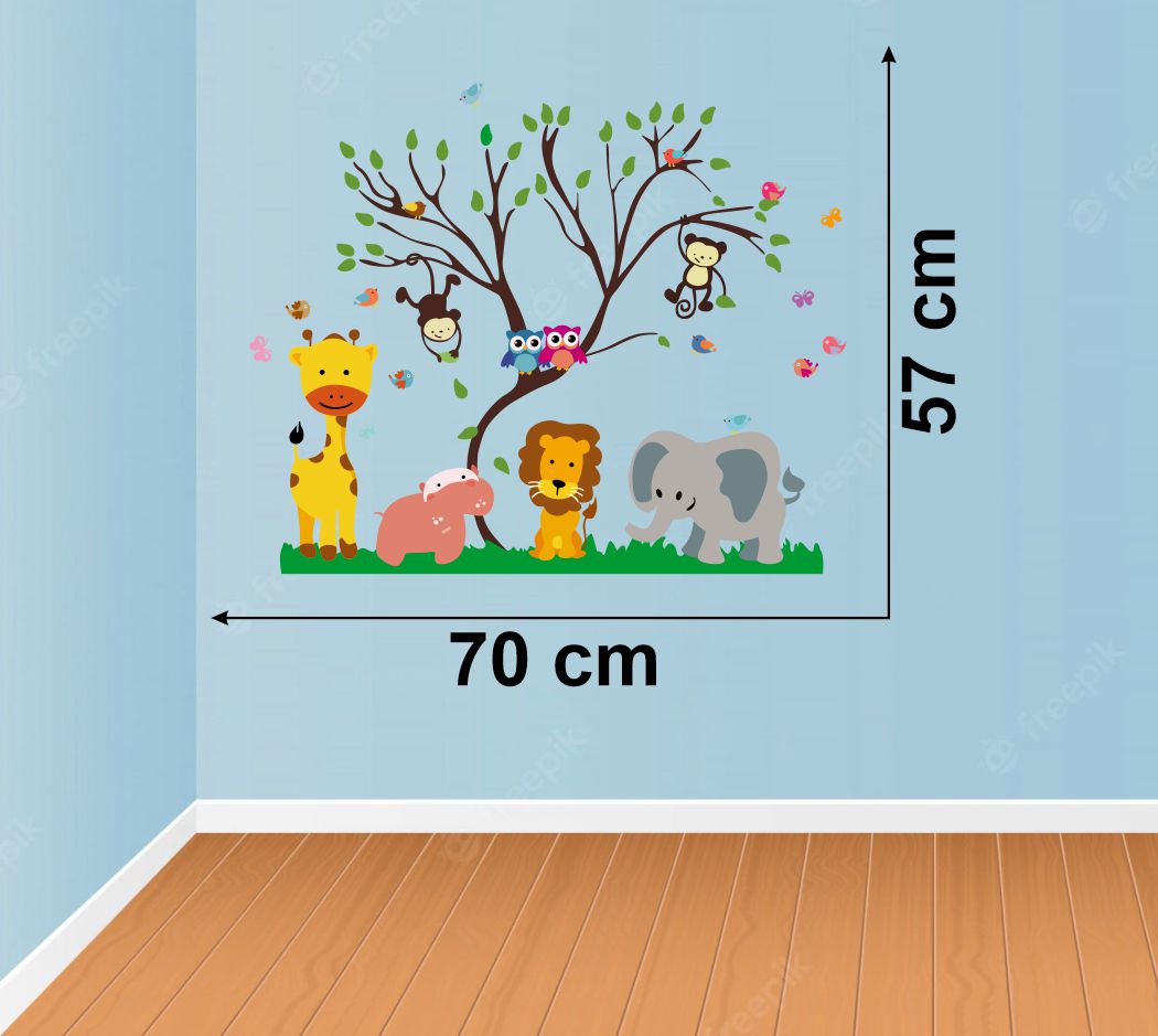 Homexa Decor |  Jungle Cartoon Animals Wall Sticker (Size 70x57 cm)