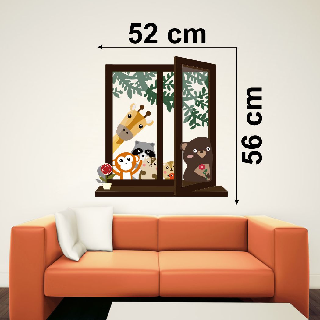 Homexa Decor | Window With Animal  Wall Sticker (Size 52 x 56 cm)