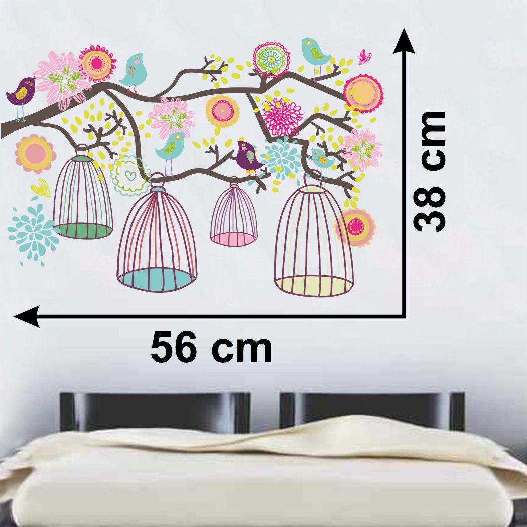 Homexa Decor | Tree With Leaf and Cage  Wall Sticker (Size 56 x 38 cm)