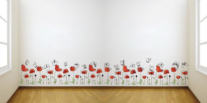 Homexa Decor | Flower With Butterfly Wall Sticker (Size 116 x 19 cm)