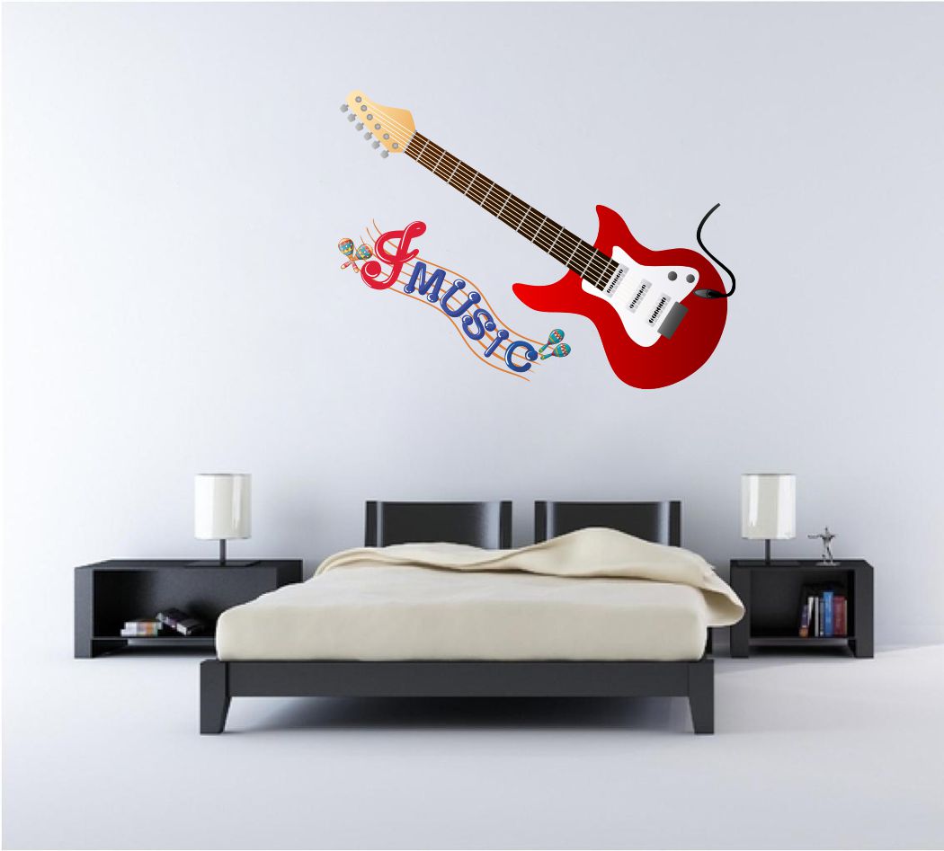 Homexa Decor |  Guitar Design Wall Sticker (Size 79 x 75 cm)