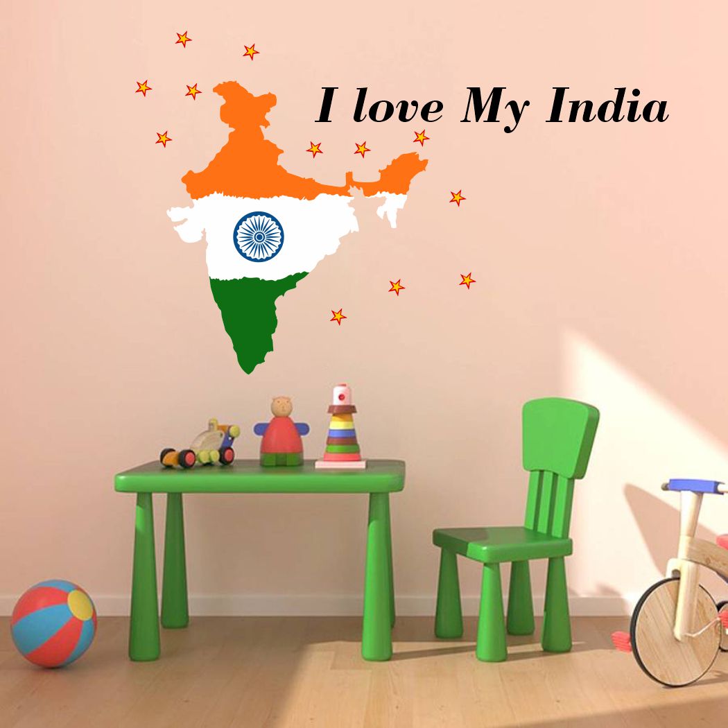 Homexa Decor | India Map Design Wall Sticker (Size 99 x 64 cm)