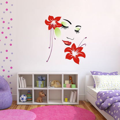 Homexa Decor |  Beautiful flower girl Floral Wall Sticker (Size 58 x 48 cm)