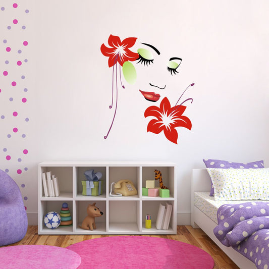 Homexa Decor |  Beautiful flower girl Floral Wall Sticker (Size 58 x 48 cm)