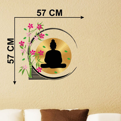 Homexa Decor | Tree With Buddha and Flower Wall Sticker (Size 57 x 57 cm)