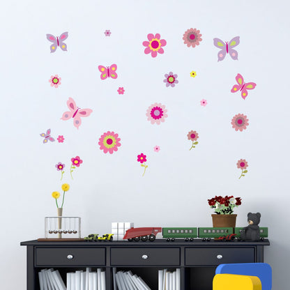 Homexa Decor | Floral With Butterfly Wall Sticker (Size 105 x 73 cm)