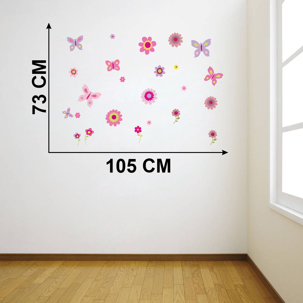 Homexa Decor | Floral With Butterfly Wall Sticker (Size 105 x 73 cm)