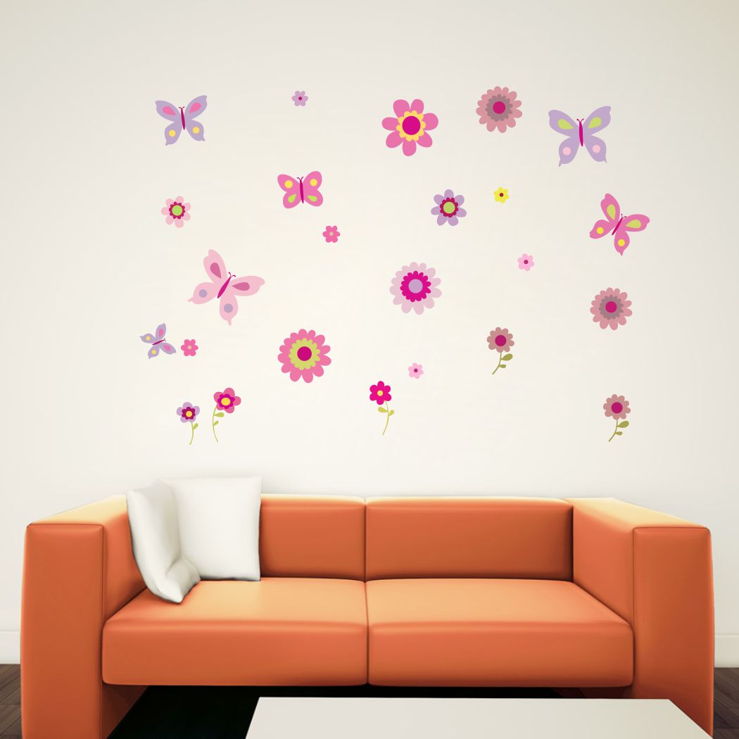 Homexa Decor | Floral With Butterfly Wall Sticker (Size 105 x 73 cm)