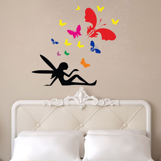 Homexa Decor | Pari With Butterfly Wall Sticker (Size 72 x 67 cm)