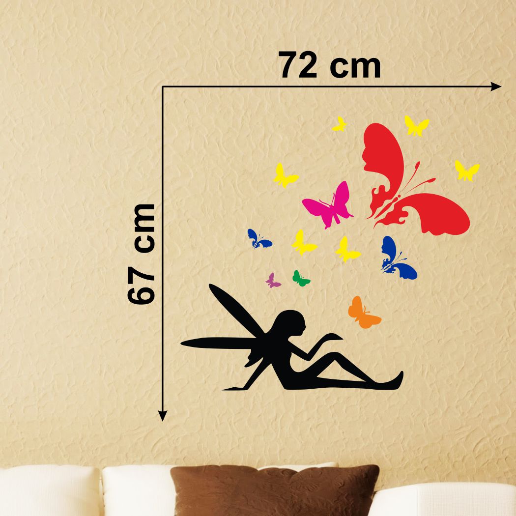 Homexa Decor | Pari With Butterfly Wall Sticker (Size 72 x 67 cm)