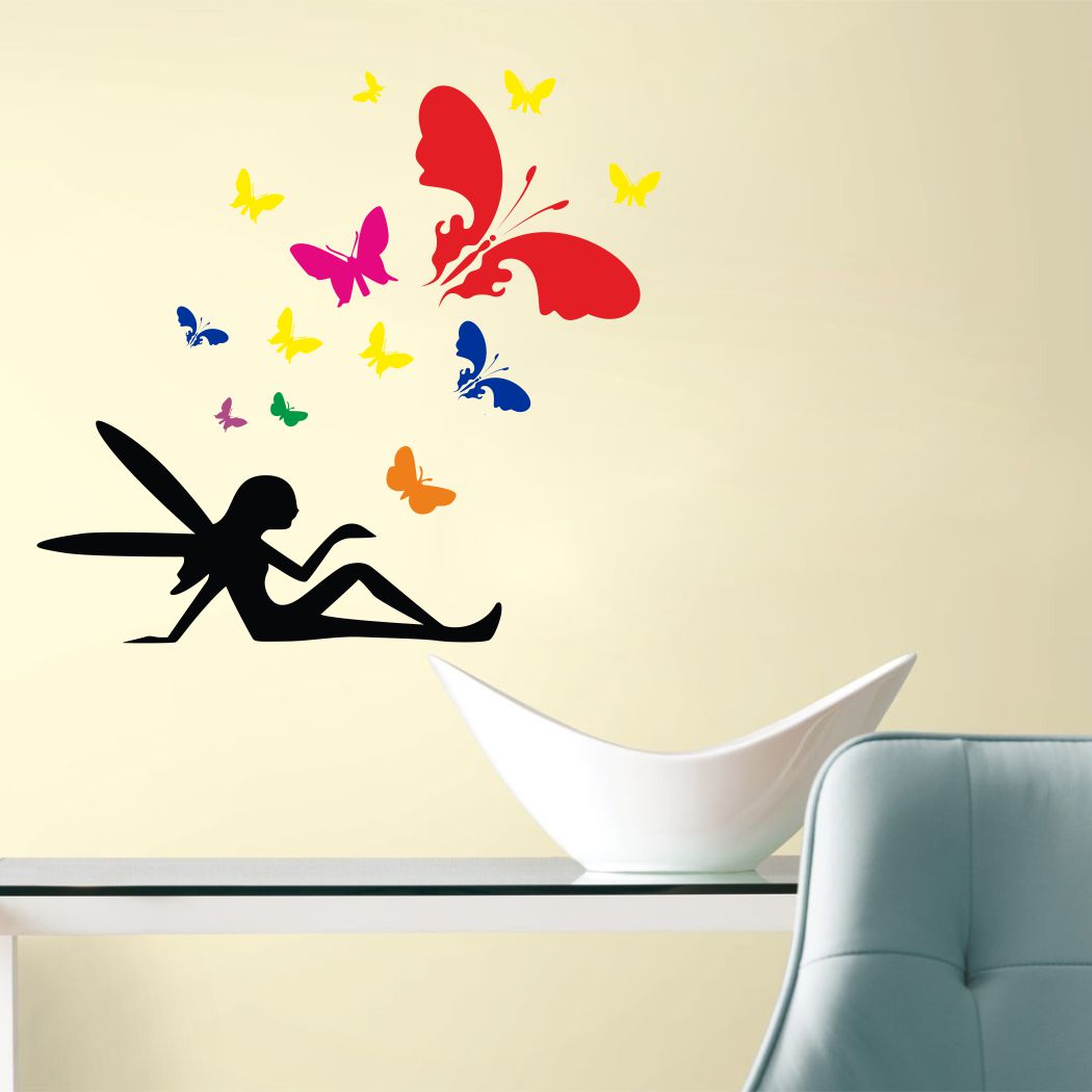 Homexa Decor | Pari With Butterfly Wall Sticker (Size 72 x 67 cm)