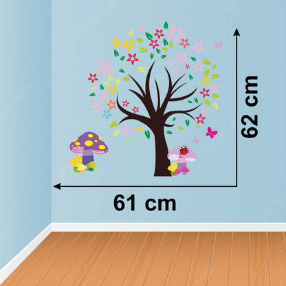 Homexa Decor | Tree With Flower and Butterfly Wall Sticker (Size 61 x 62 cm)