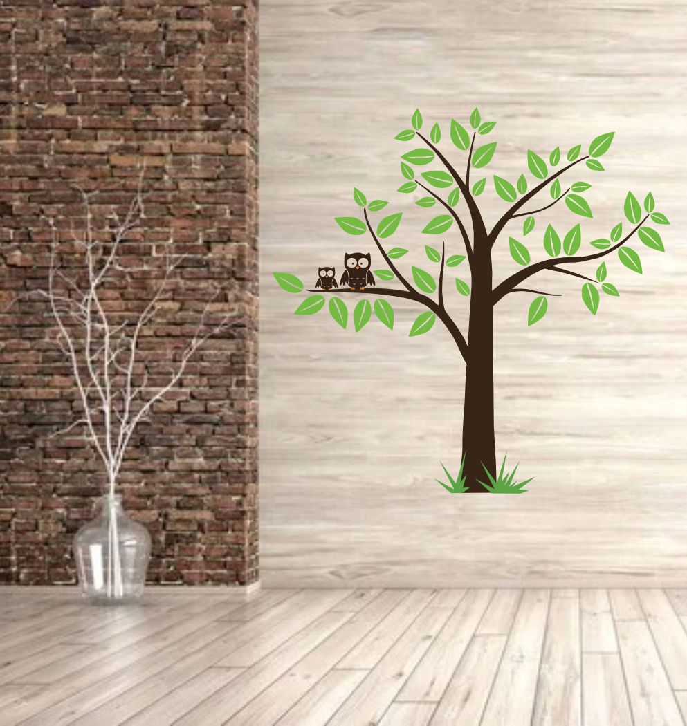 Homexa Decor | Tree With Owl Design Wall Sticker (Size 58 x 42 cm)