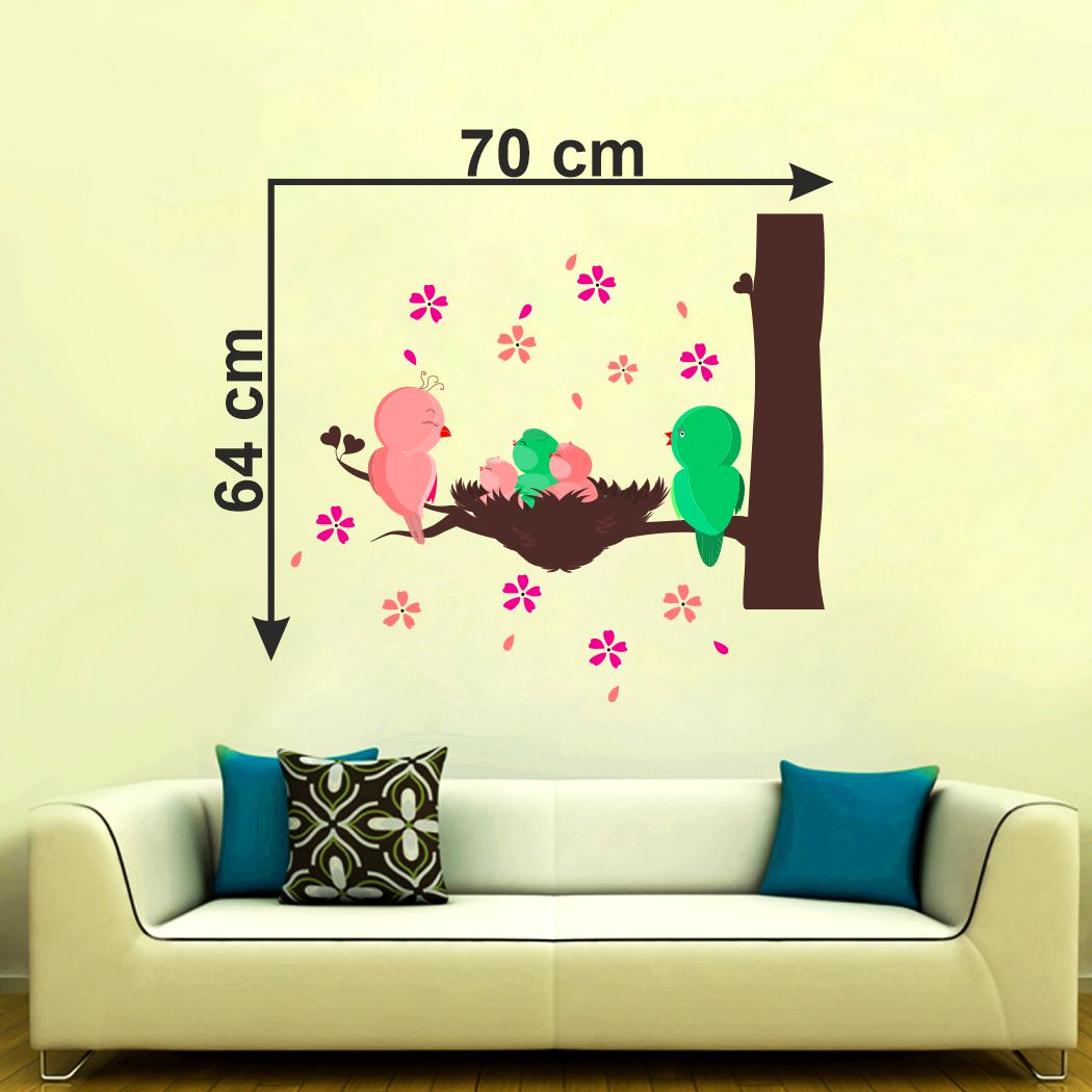 Homexa Decor | Tree With Birds Wall Sticker (Size 70 x 64 cm)