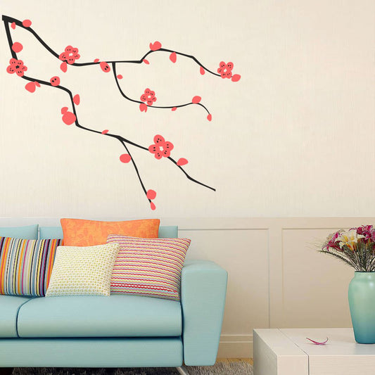 Homexa Decor | Branches With Flower Design wall Sticker Sticker (Size 152 x 124 cm)