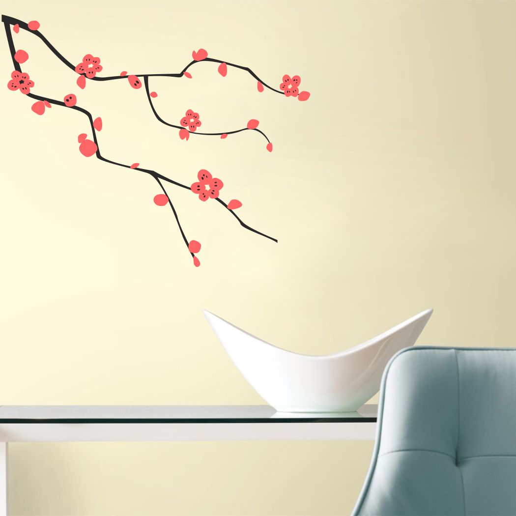 Homexa Decor | Branches With Flower Design wall Sticker Sticker (Size 152 x 124 cm)