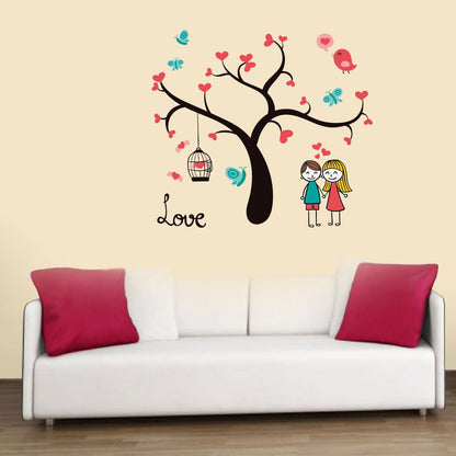 Homexa Decor | Tree With Couple Design wall Sticker Sticker (Size 73 x 65 cm)