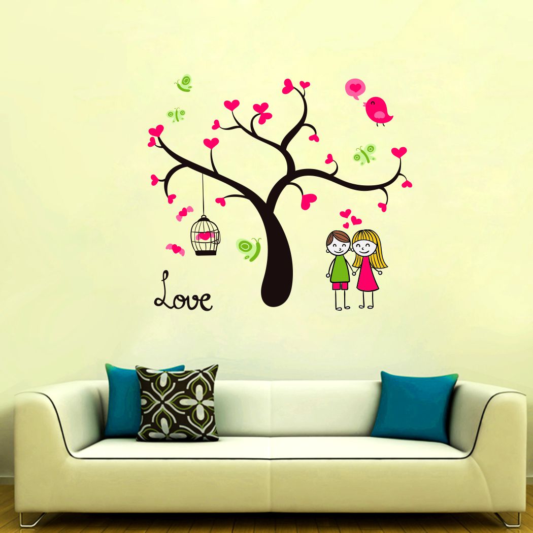 Homexa Decor | Tree With Couple Design wall Sticker Sticker (Size 73 x 65 cm)