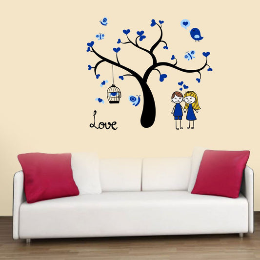 Homexa Decor | Tree With Couple Design wall Sticker Sticker (Size 73 x 65 cm)