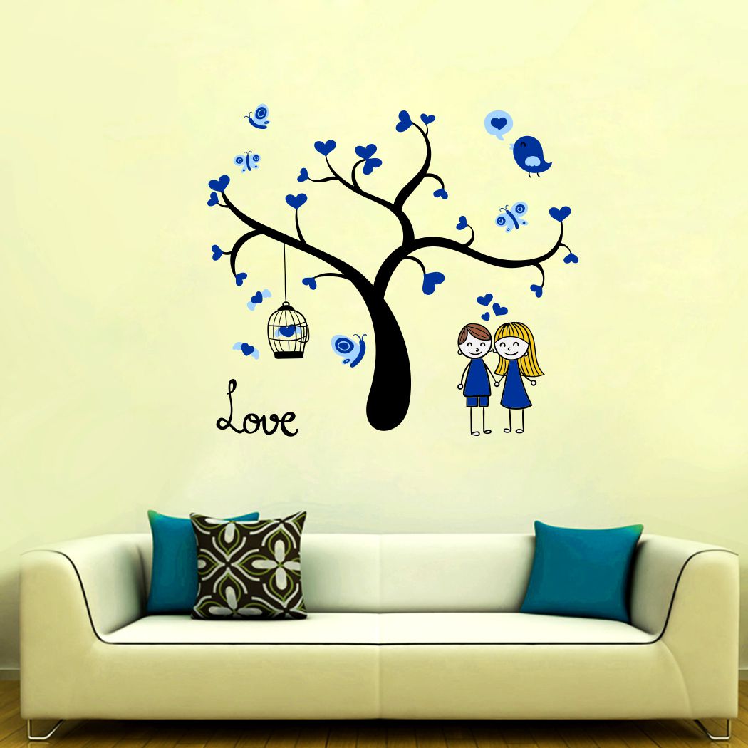 Homexa Decor | Tree With Couple Design wall Sticker Sticker (Size 73 x 65 cm)