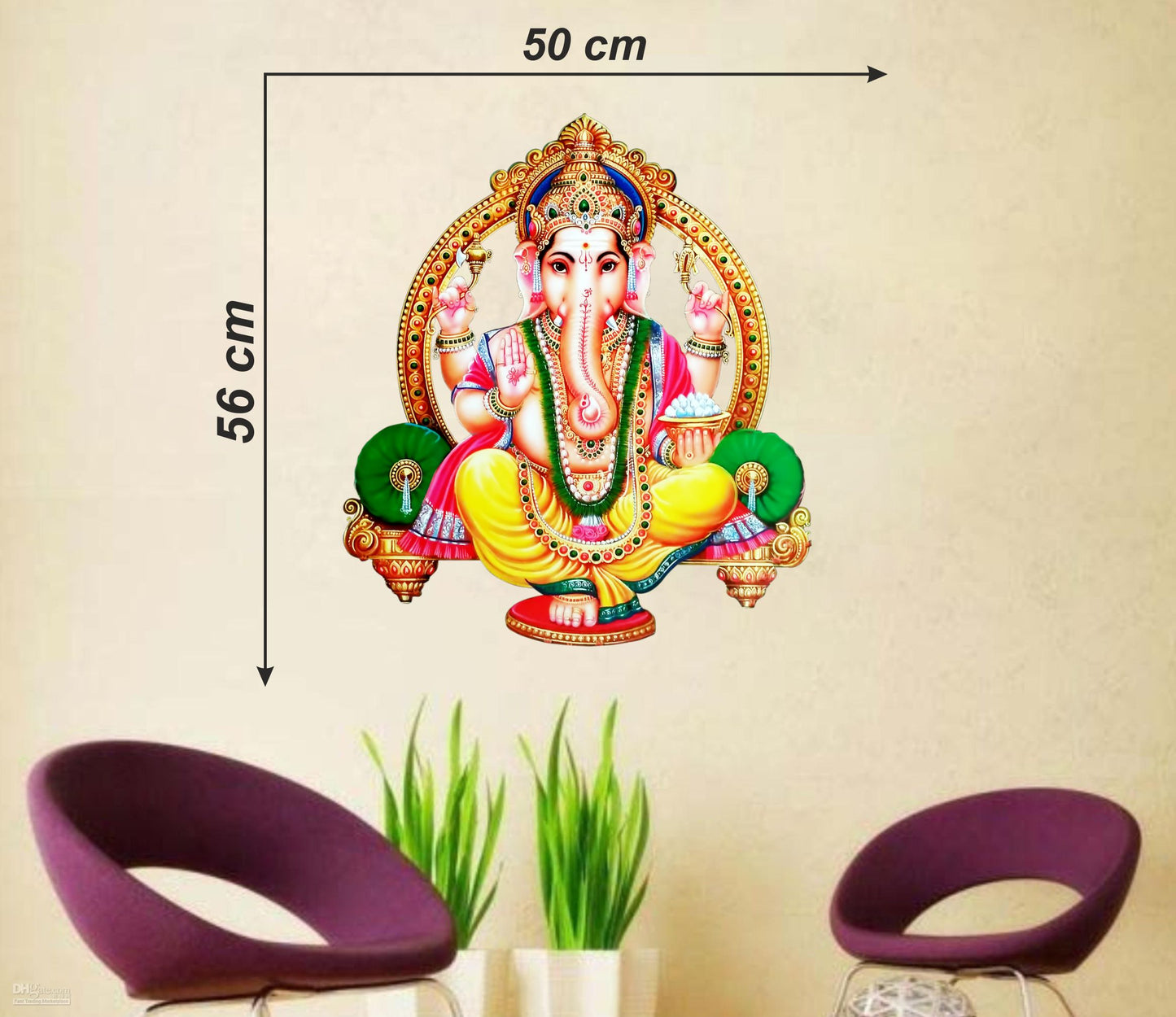 Homexa Decor | Beautiful Ganesh Wall Sticker (Size 50 x 56 cm)