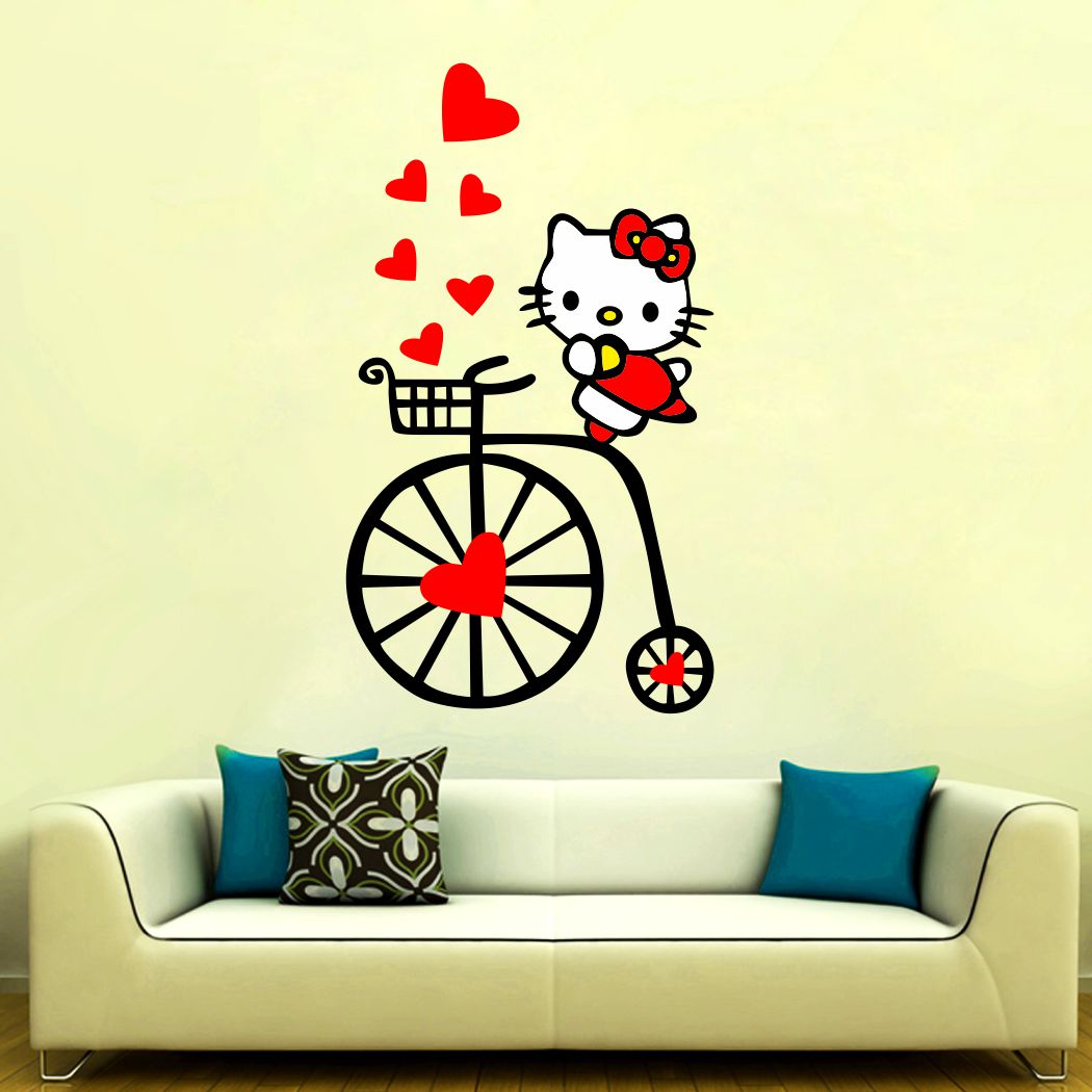 Homexa Decor | Cat and Bicycle With Heart Wall Sticker (Size 71 x 40 cm) (Copy)