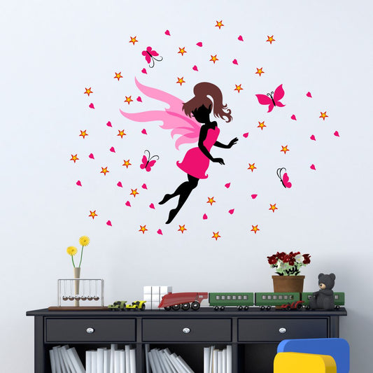 Homexa Decor | Star With angel and Butterfly Wall Sticker (Size 94 x 77 cm)