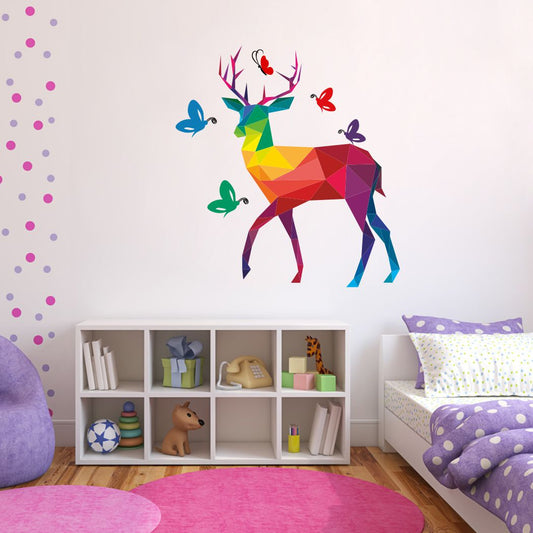 Homexa Decor | Dear With Butterfly Wall Sticker (Size 52 x 56 cm)