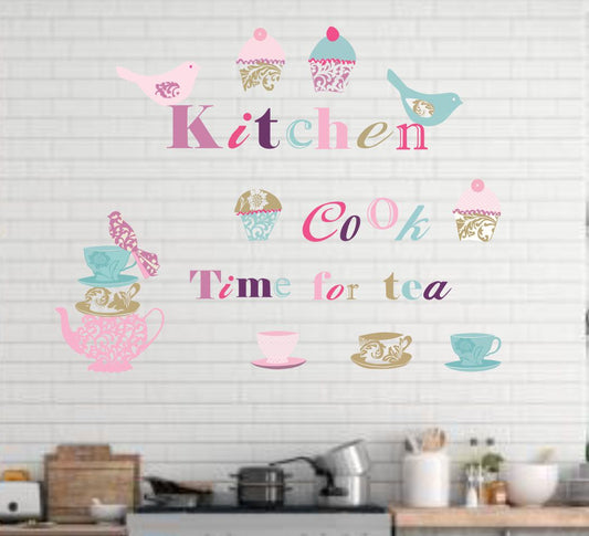 Homexa Decor | Kitchen Cook Time For Tea Kitchen Sticker (Size 91 x 70 cm)