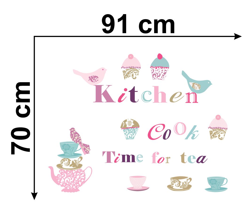 Homexa Decor | Kitchen Cook Time For Tea Kitchen Sticker (Size 91 x 70 cm)