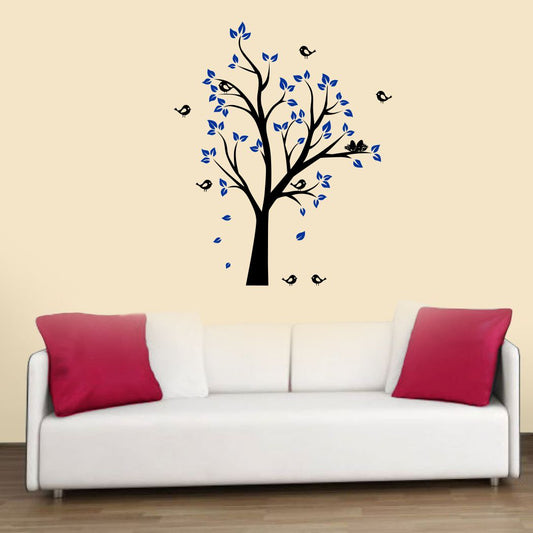 Homexa Decor | Tree With Leaf and Birds Wall Sticker (Size 70 x 85 cm)