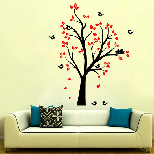 Homexa Decor | Tree With Leaf and Birds Wall Sticker (Size 70 x 85 cm)