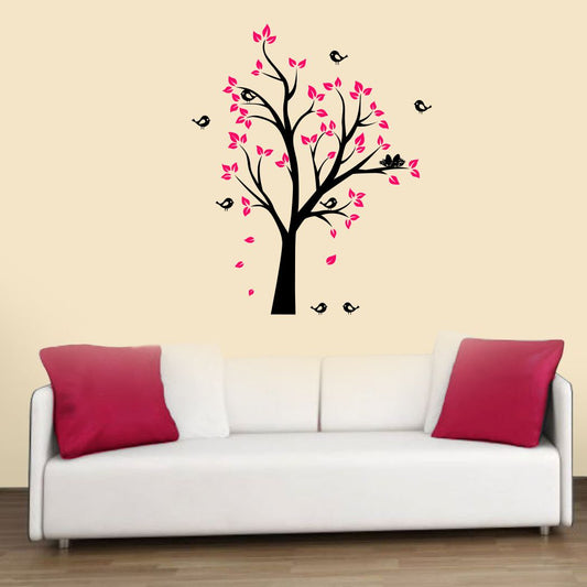 Homexa Decor | Tree With Leaf and Birds Wall Sticker (Size 70 x 85 cm)