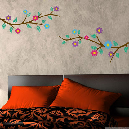 Homexa Decor | Tree With Flower Design Wall Sticker (Size 130*54 cm)