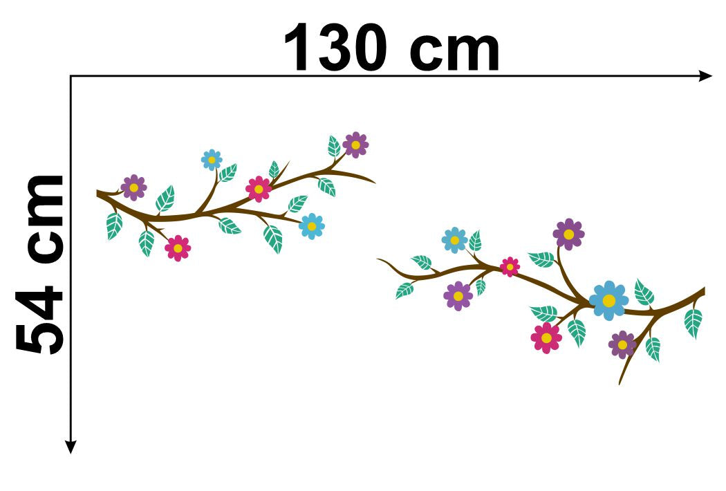 Homexa Decor | Tree With Flower Design Wall Sticker (Size 130*54 cm)