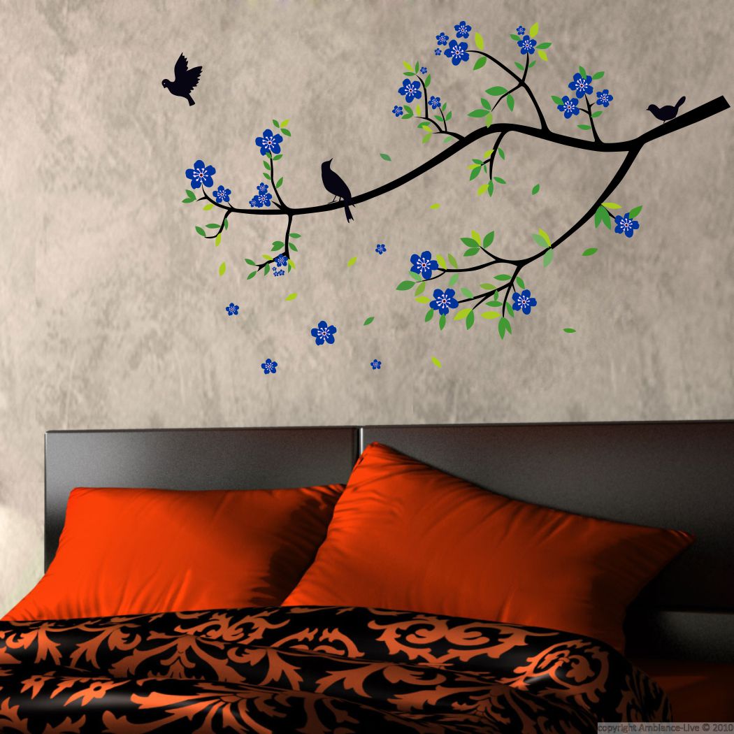 Homexa Decor | Tree With Flower, Leaf and Birds Wall Sticker (Size 70 x 85 cm)