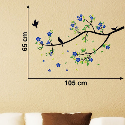 Homexa Decor | Tree With Flower, Leaf and Birds Wall Sticker (Size 70 x 85 cm)