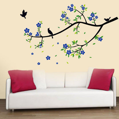 Homexa Decor | Tree With Flower, Leaf and Birds Wall Sticker (Size 70 x 85 cm)