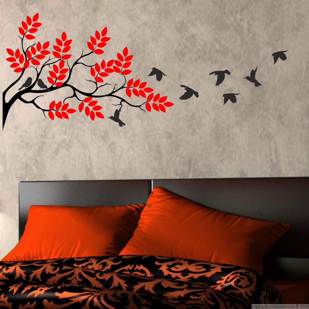 Homexa Decor | Tree With Leaf and Birds Wall Sticker (Size 140 x 58 cm)