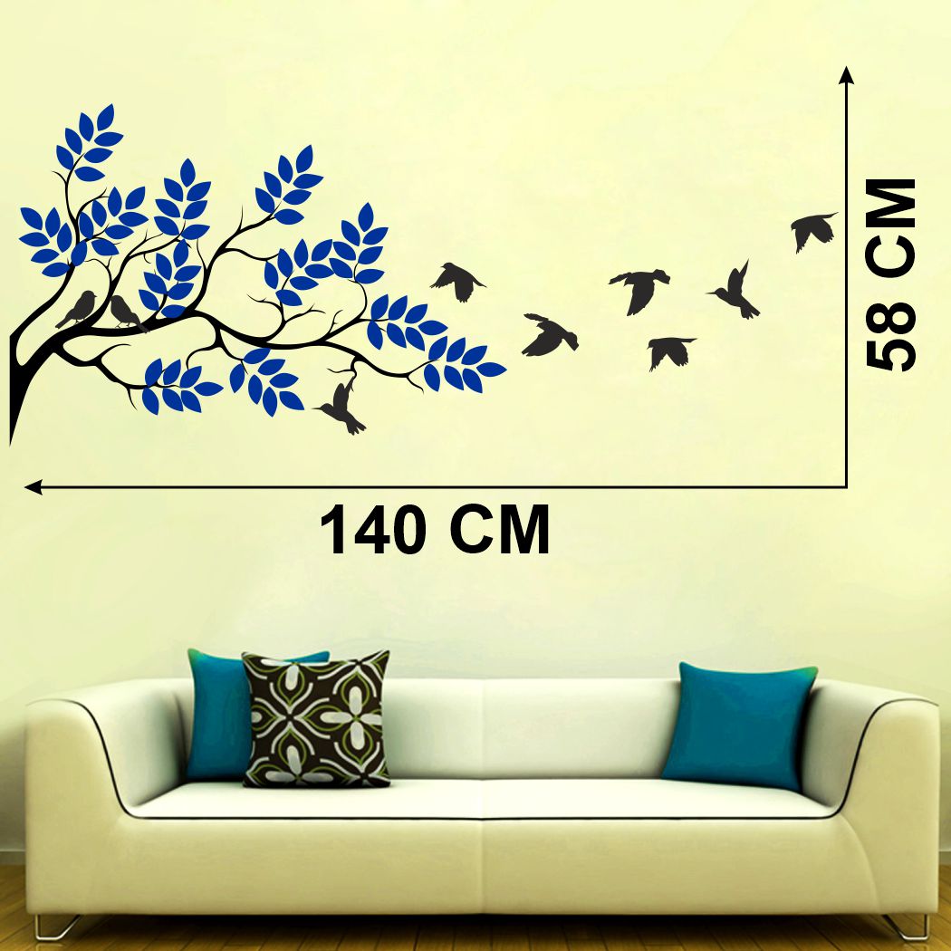 Homexa Decor | Tree With Leaf and Birds Wall Sticker (Size 140 x 58 cm)