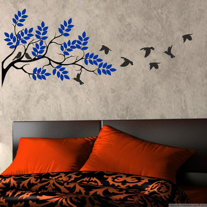 Homexa Decor | Tree With Leaf and Birds Wall Sticker (Size 140 x 58 cm)